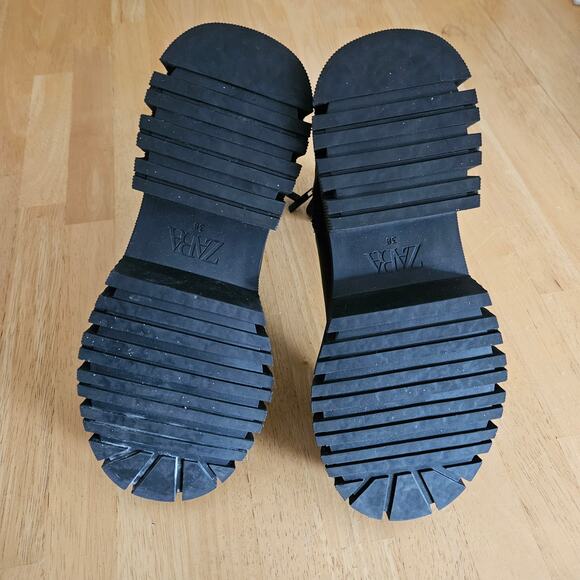 Zara Chunky Boots Lug Soles Side Zip BLACK Sz UE 38 US 7.5 - Picture 7 of 15